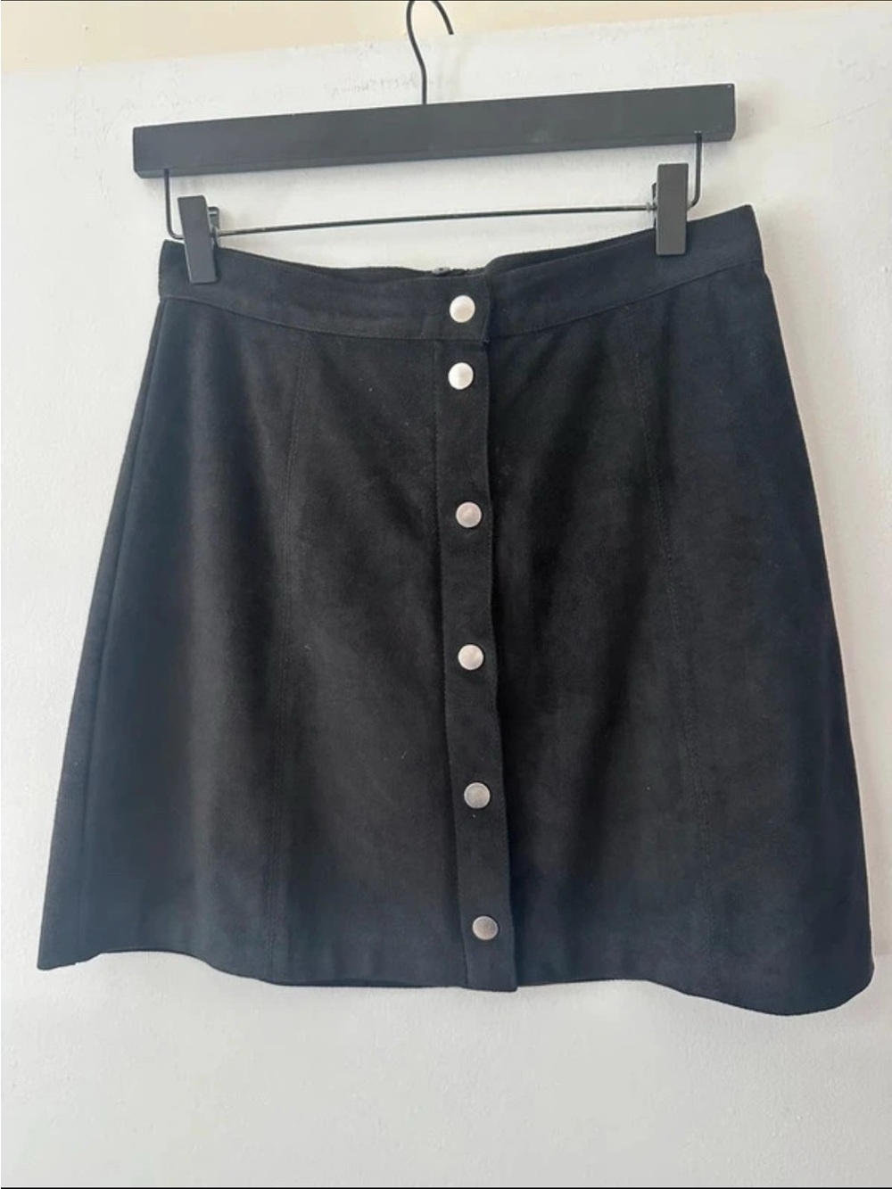 H&M Black Button-Front Mini Skirt